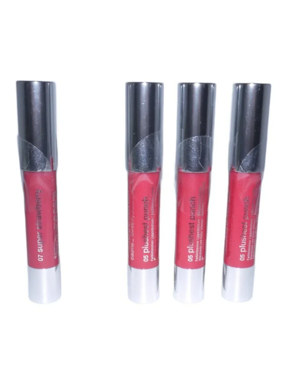 Clinique 05 Plushest Punch & 07 Super Strawberry Chubby Stick  lip color, New